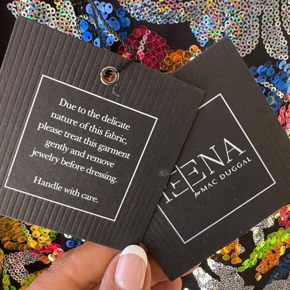 Mac Duggal Floral Embroidered Mini Dress With Spaghetti Straps - Picture 11 of 12